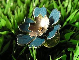  6 - Petal Flower Brooch - Anodised Aluminium & Silver