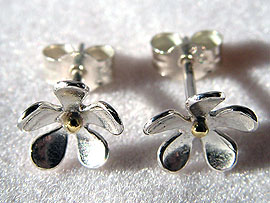 Small Flower Studs - with Gold