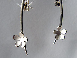 Small Drop Flower Earrings - Silver Finish