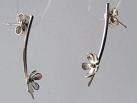 Small Drop Flower Earrings - with Gold