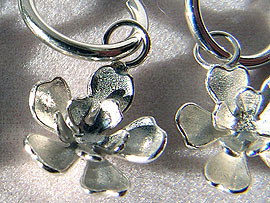Single Flower Hoop Earrings - Silver Finish